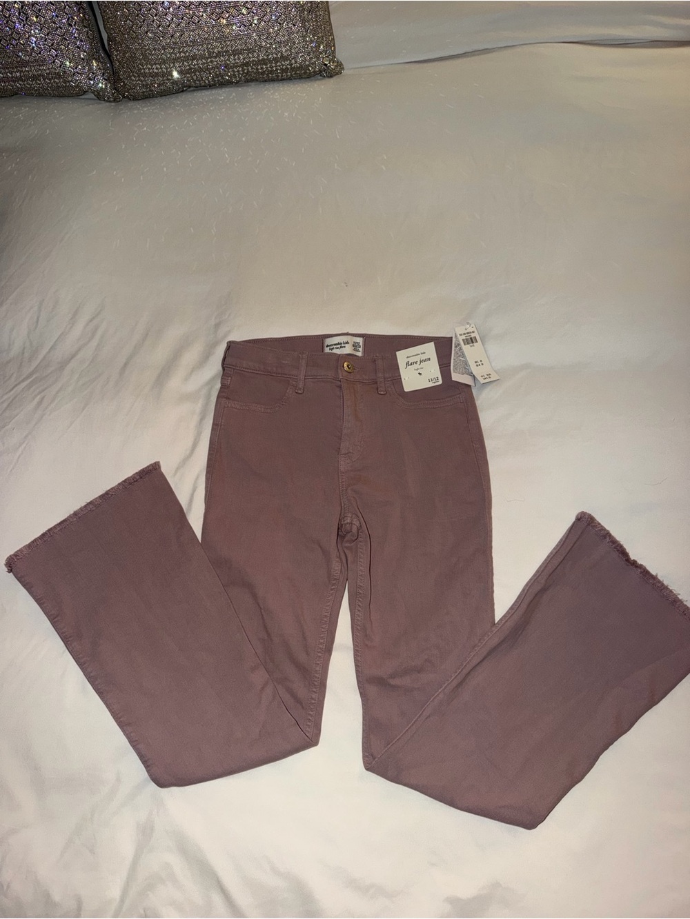 Abercrombie Kids High Rise Flare Jeans Mauve 11/12 NWT